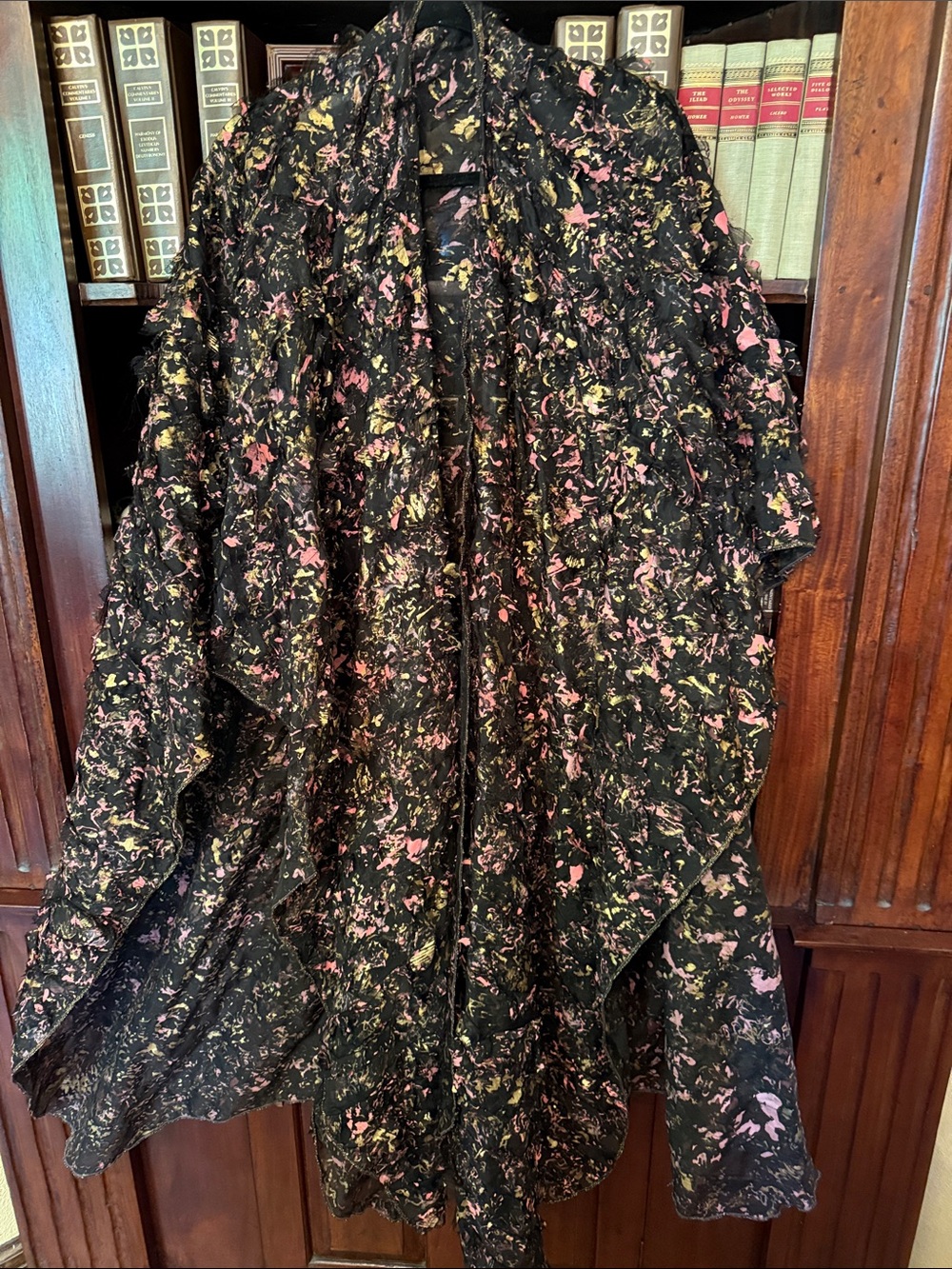 Women's Black Floral-Print Coat